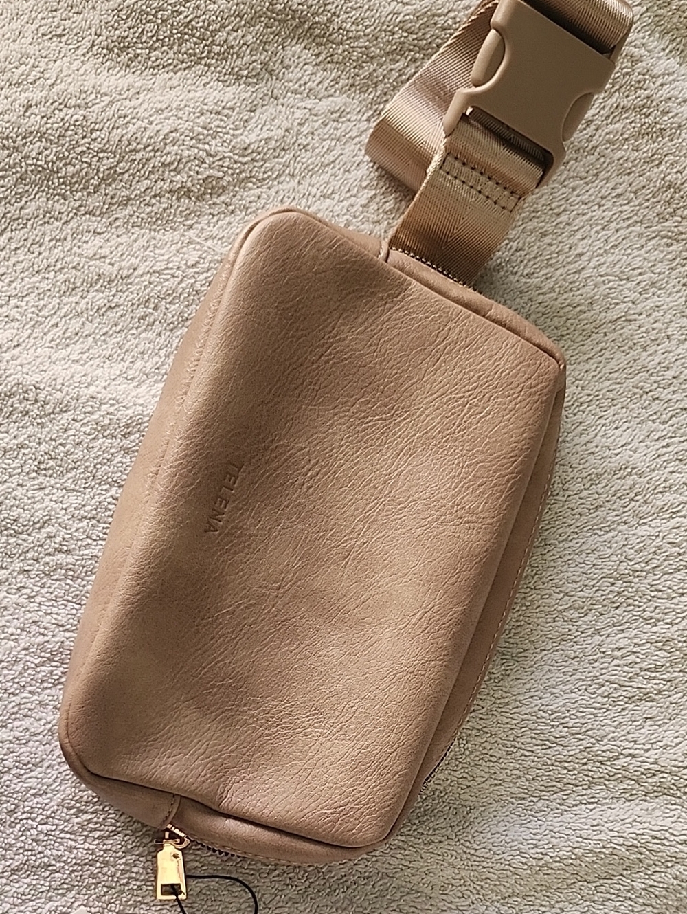 Brown Leather Gold Hardware Crossbody Belt Bag